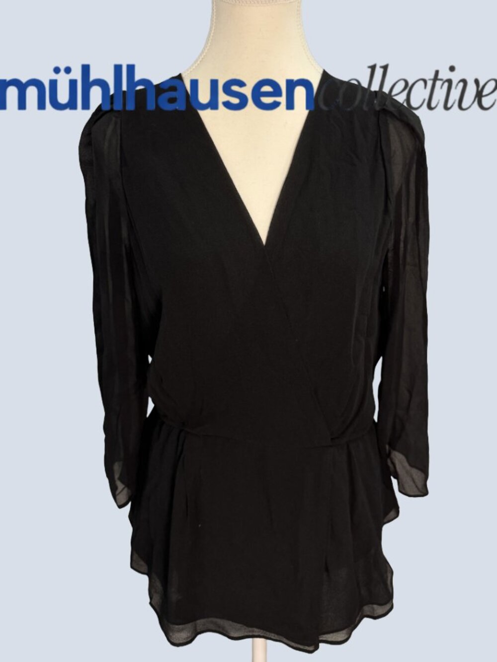 Babaton Black 100% Silk Long Sleeve Blouse